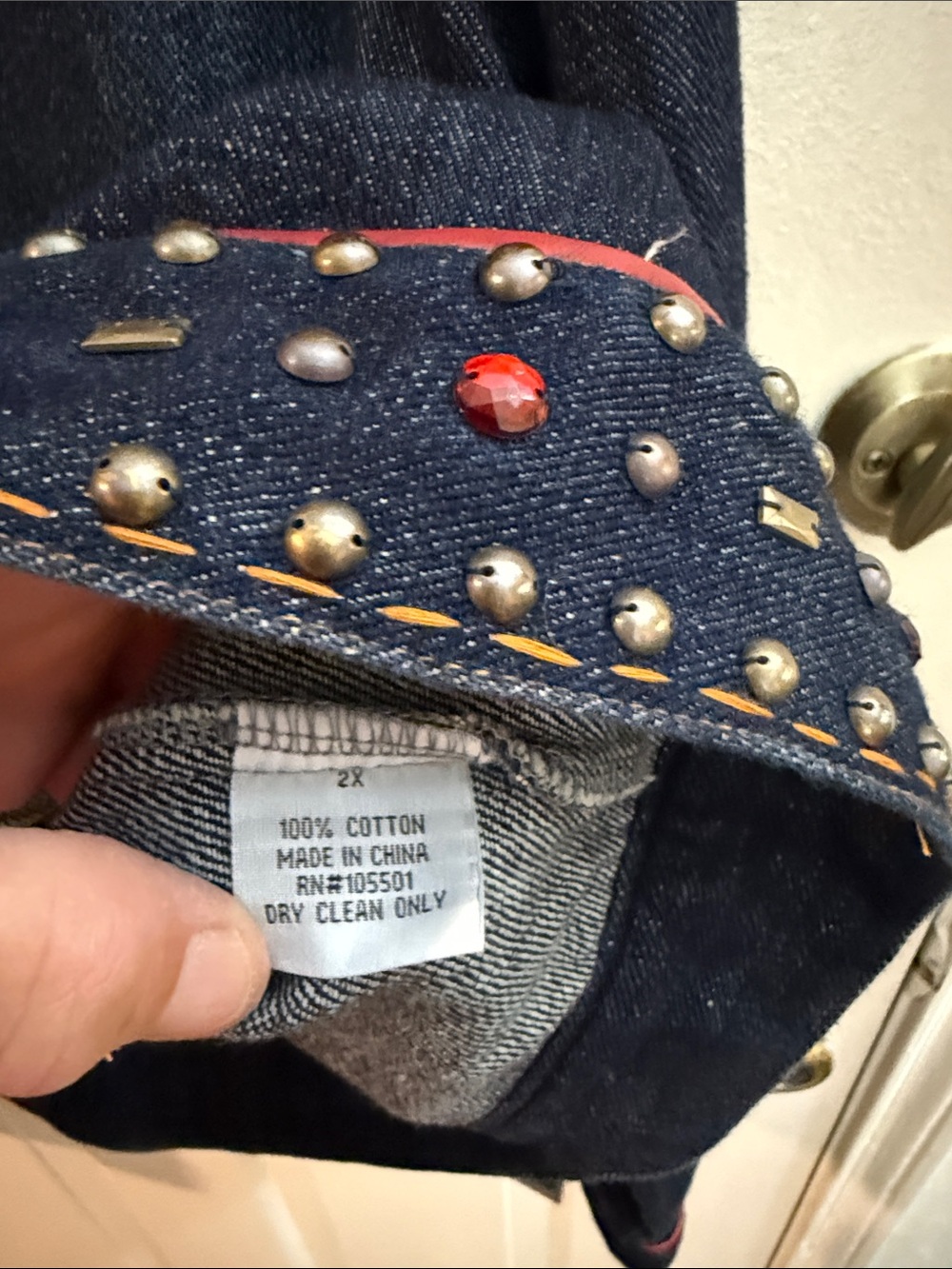 NWT Double D Ranch Dark Blue Embroidered 'Pure Country' Denim Jacket 2X - Picture 6 of 12